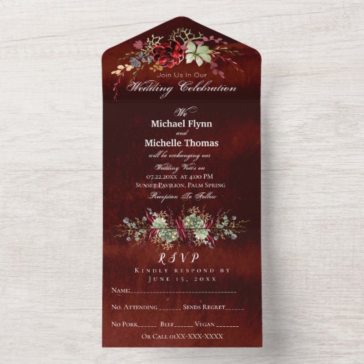 Rustikale Holzbraun-Hochzeit in einer Einladung (Innen Boden)