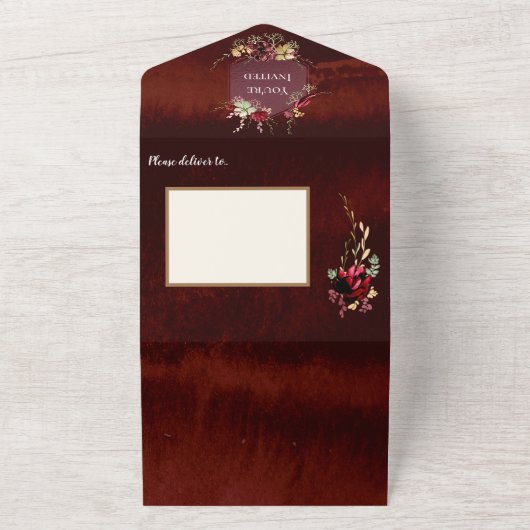 Rustikale Holzbraun-Hochzeit in einer Einladung (Außenbereich)