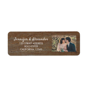 Rustikale Holzbraut und Bräutigam Foto Hochzeit