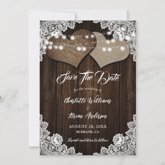 Rustikale Holzbrille und Hochzeit retten das Datum Save The Date (Vorderseite)