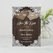 Rustikale Holzbrille und Hochzeit retten das Datum Save The Date (Stehend Vorderseite)