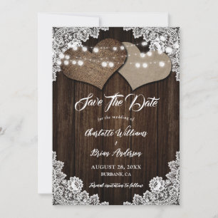 Rustikale Holzbrille und Hochzeit retten das Datum Save The Date