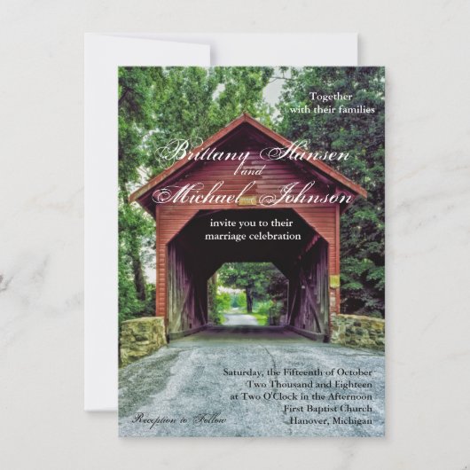 Rustikale Holzbrücke Einladung zur Hochzeit (Vorderseite)