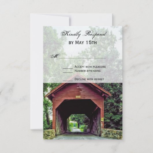 Rustikale Holzbrücke Hochzeitskarten RSVP Karte (Vorderseite)