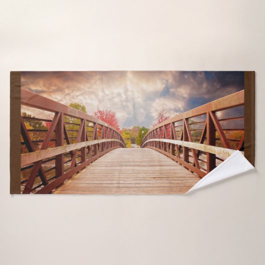 Rustikale Holzbrücke im Land Badhandtuch Set (Badehandtuch)