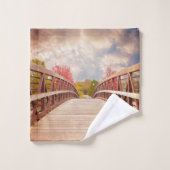 Rustikale Holzbrücke im Land Badhandtuch Set (Waschlappen)