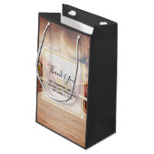 Rustikale Holzbrücke im Land Danke Kleine Geschenktüte (Rückseite Schrägansicht)