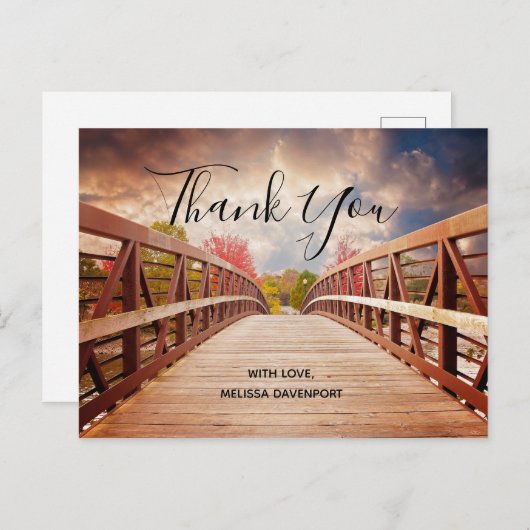 Rustikale Holzbrücke im Land Danke Postkarte (Vorne/Hinten)