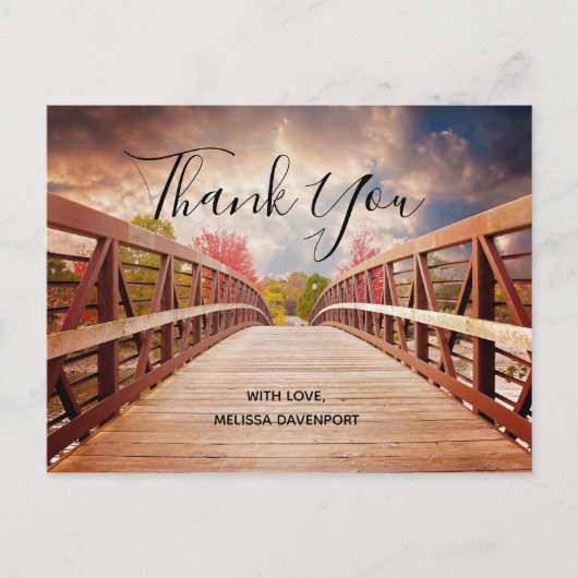 Rustikale Holzbrücke im Land Danke Postkarte (Vorderseite)