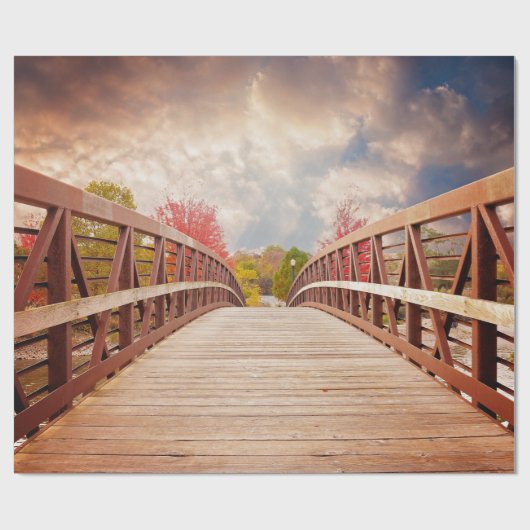 Rustikale Holzbrücke im Land Geschenkpapier (Flach)
