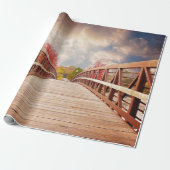 Rustikale Holzbrücke im Land Geschenkpapier (Ungerollt)