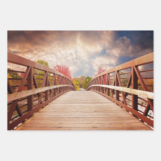 Rustikale Holzbrücke im Land Geschenkpapier Set (Vorderseite 2)