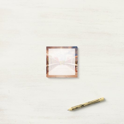 Rustikale Holzbrücke im Land Post-it Klebezettel (Auf Schreibtisch)