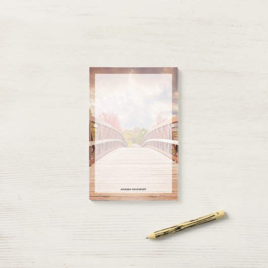 Rustikale Holzbrücke im Land Post-it Klebezettel (Auf Schreibtisch)