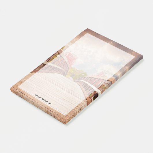 Rustikale Holzbrücke im Land Post-it Klebezettel (angewinkelt)