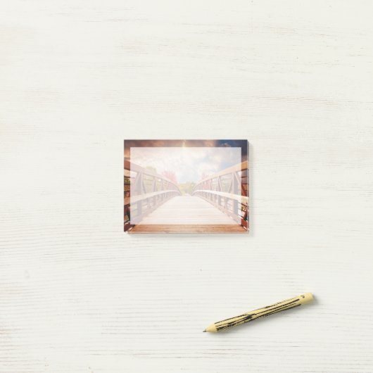 Rustikale Holzbrücke im Land Post-it Klebezettel (Auf Schreibtisch)