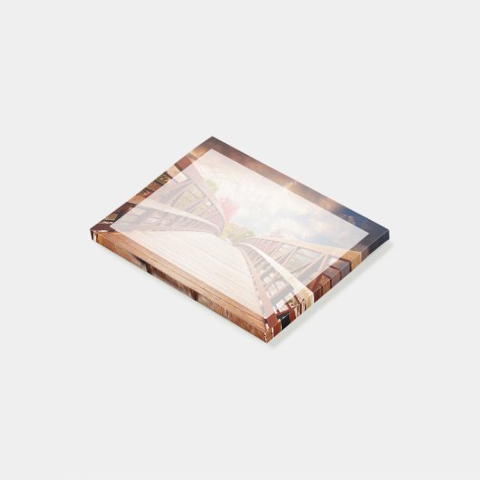 Rustikale Holzbrücke im Land Post-it Klebezettel (angewinkelt)