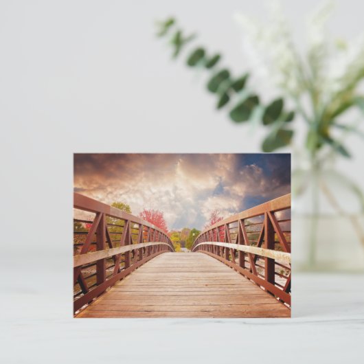 Rustikale Holzbrücke im Land Postkarte (Stehend Vorderseite)