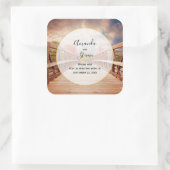 Rustikale Holzbrücke im Land Quadratischer Aufkleber (Tasche)