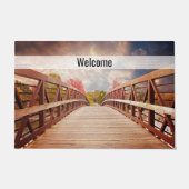 Rustikale Holzbrücke im Land Willkommen Fußmatte (Vorderseite)