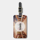 Rustikale Holzbrücke in der Country Monogram Gepäckanhänger (Vorderseite vertikal)