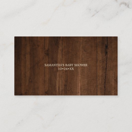 Rustikale Holzbücher für Baby Pumpkin Baby Dusche Begleitkarte (Rückseite)