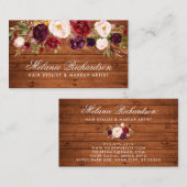 Rustikale Holzbügel mit floraler Visitenkarte Terminkarte (Vorne/Hinten)