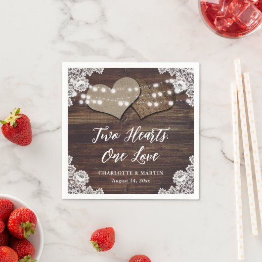 Rustikale Holzbügel und Spittenpapier Napkins Serviette (Beispiel)