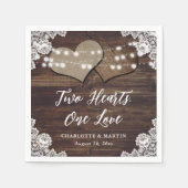 Rustikale Holzbügel und Spittenpapier Napkins Serviette (Vorderseite)