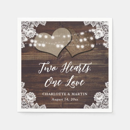 Rustikale Holzbügel und Spittenpapier Napkins Serviette (Vorderseite)