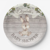 Rustikale Holzbunny Rabbit Custom Baby Dusche Pappteller (Vorderseite)