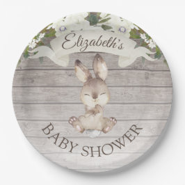 Rustikale Holzbunny Rabbit Custom Baby Dusche Pappteller
