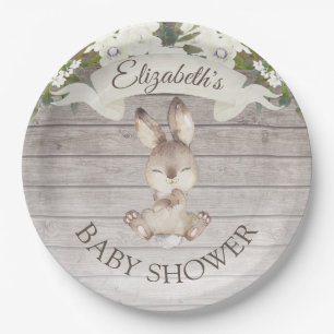 Rustikale Holzbunny Rabbit Custom Baby Dusche Pappteller