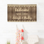 Rustikale Holzcreme Hochzeit Begrüßung Banner (Insitu)