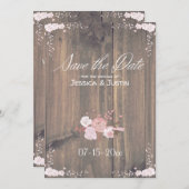 Rustikale Holzdeckelkarte Save the Date (Vorne/Hinten)