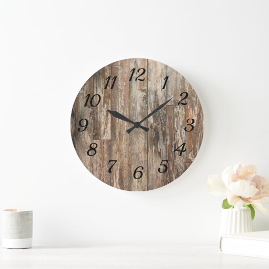 rustikale Holzdekoration Große Wanduhr (Zuhause)