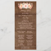 Rustikale Holze Pfirsich Blumen Hochzeitsprogramm Programm (Rückseite)