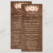 Rustikale Holze Pfirsich Blumen Hochzeitsprogramm Programm (Vorne/Hinten)