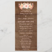 Rustikale Holze Pfirsich Blumen Hochzeitsprogramm Programm (Vorderseite)