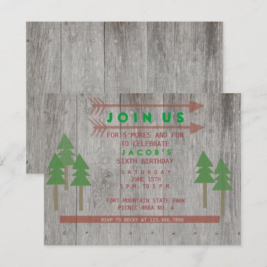 Rustikale Holzeinladung Einladung (Vorne/Hinten)