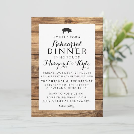  Rustikale Holzeinladung Einladung (Stehend Vorderseite)