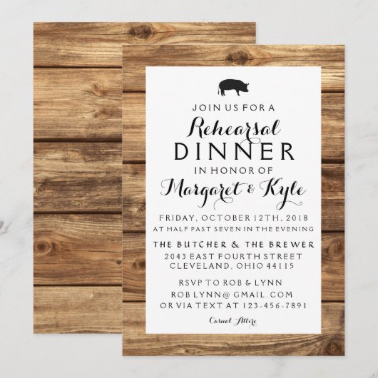  Rustikale Holzeinladung Einladung (Vorne/Hinten)