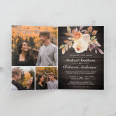 Rustikale Holzerde Elfenbein Blumen QR Code Hochze Einladung (Innenseite)