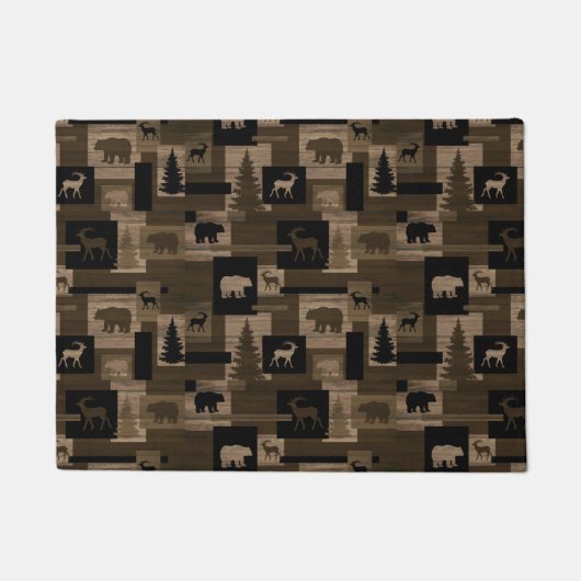 Rustikale hölzerne Bärnelchmuster-Türmatte Fußmatte (Vorderseite)