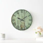 Rustikale hölzerne Beschaffenheit Große Wanduhr (Zuhause)