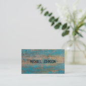 Rustikale hölzerne blaue visitenkarte (Stehend Vorderseite)