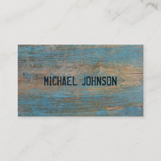 Rustikale hölzerne blaue visitenkarte (Vorderseite)
