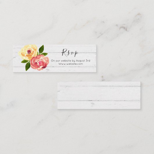 rustikale hölzerne Blumen-RVSP Mini Visitenkarte (Vorne/Hinten)