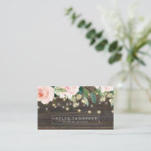 rustikale hölzerne Blumenschnur beleuchtet Visitenkarte (Stehend Vorderseite)