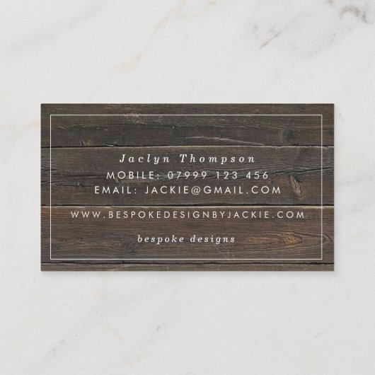 rustikale hölzerne Blumenschnur beleuchtet Visitenkarte (Rückseite)